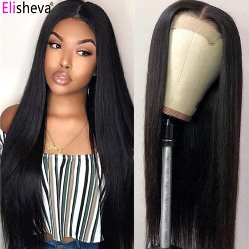 30 Inch Straight Closure Wig Human Hair Wigs 4x4 Closure Wig Peruvian T Part Lace Wigs Human Hair Pre Plucked With Baby Hair