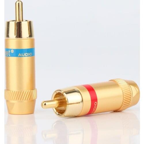 R1746 4pcs 24K Gold Plated RCA Adapter RCA Plug Audio RCA Cable Audio Connector Soldering RCA Cable Connector Plug