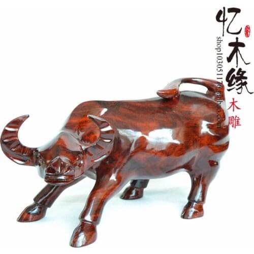 Wood carving crafts mahogany Niu Wang Choi Wall Street bull Zodiac feng shui ornaments cattle Home Furnishing display special of