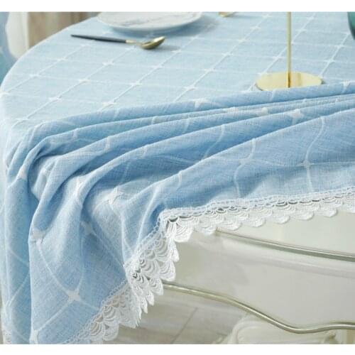 Christmas Round Table Cloth Cotton Linen Table Cover Plaid Grid Pattern Tablecloth for Wedding Party Decor Round Tablecloths