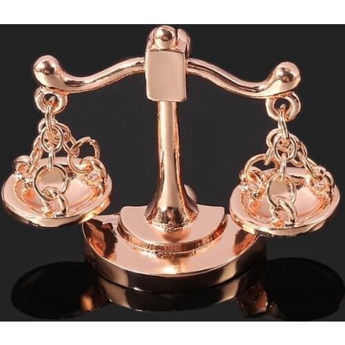 Rose gold color Balance scales brooch 3d shape lapel pin shirt clothing accessories decoration