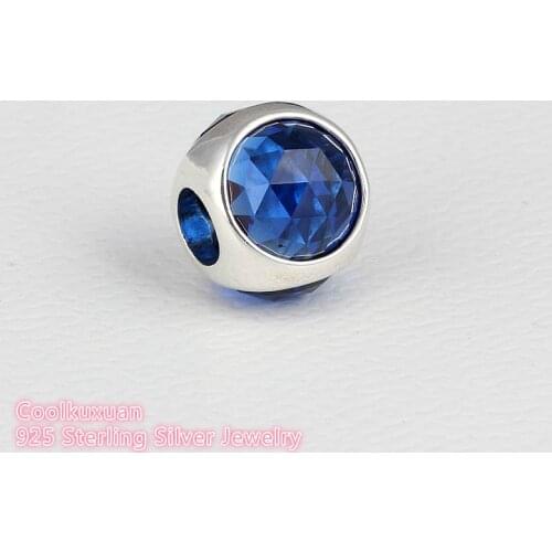 2019 Spring New Royal Blue Radiant Droplets Charms 925 Sterling Silver Crystal Beads Fits Pandora bracelets Diy Accessories