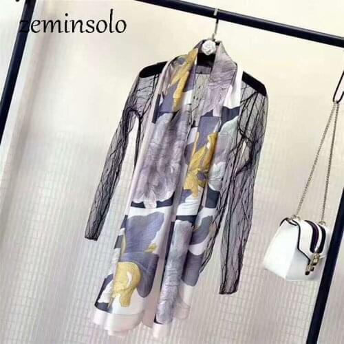 2018 Luxury Brand New Summer Womens Scarf Bandana Fashion Lady Silk Scarves Print Soft Shawls Pashmina Foulard Femme Long Size