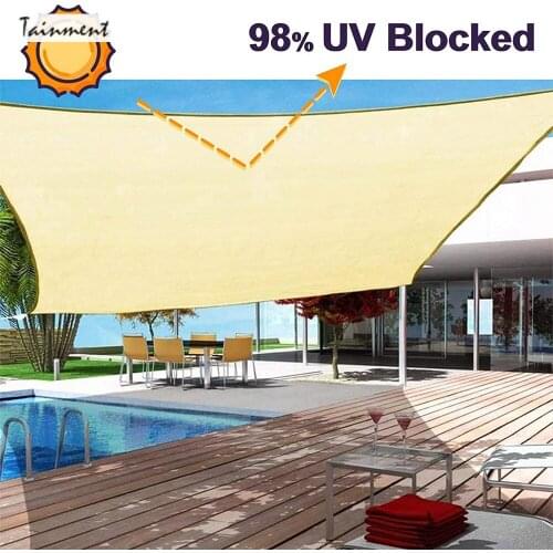 Sun Shade Sail Shade Cloth Square Sand Outdoor Blocks Portable Sail Shades for Patios Yard Pergola Garden Waterproof Shelter