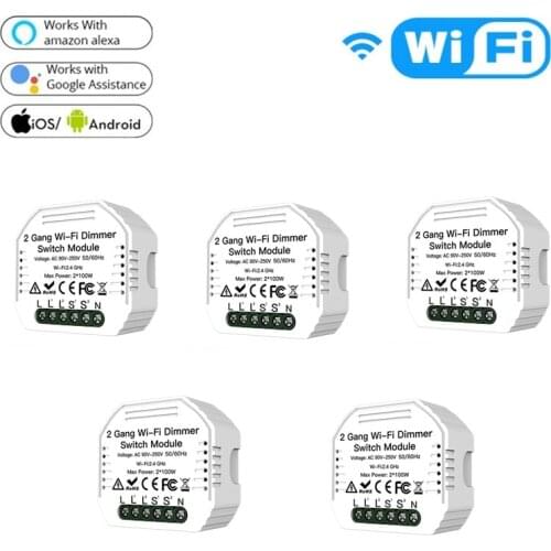 Tuya WiFi Smart Switch DIY WiFi Dimmer Switch Module 2Gang 2Way LED Switch Smart Life APP Control Work With Alexa Google Home
