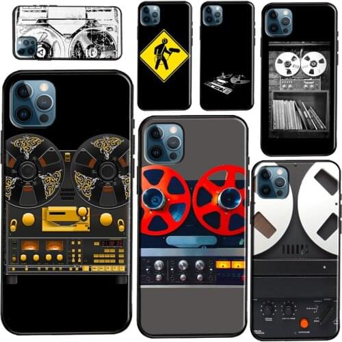 Vintage Reel Tape Recorder Soft Case For iPhone XR X XS Max SE 2020 12 Mini 11 Pro Max 7 8 Plus Phone Cover Coque