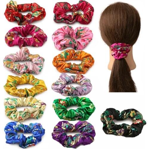 XIMA 13pcs/lot Fashion Girls Silk Print Headband Elastic Hair Band Hair Ties for Women Hair Accessories