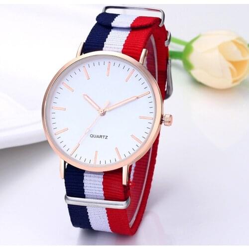 Hot Flag Nylon Strap Watch Women Simple style gold case quartz watches men unisex wristwatch fashion casual relogio feminino saa