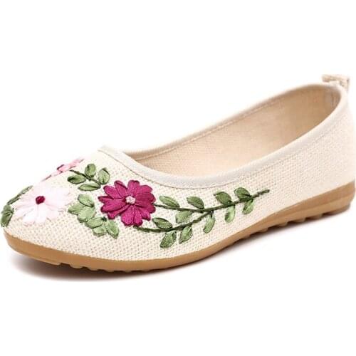 2020 Spring And Autumn Handmade Womens Shoes National Wind Embroidered Shoes Flat Bottom Linen National Wind Shoes