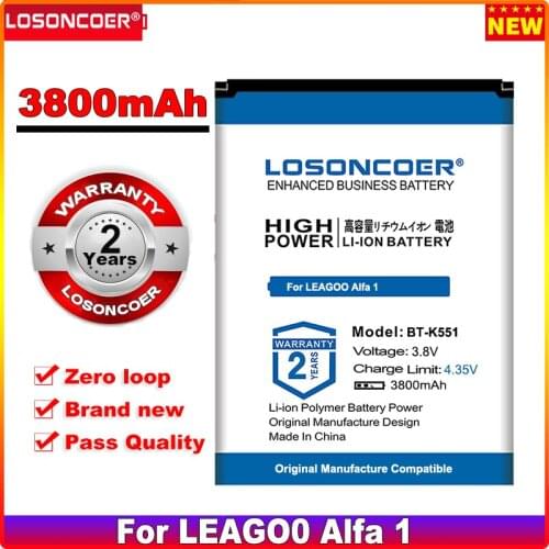 0 Cycle 100% New 3800mAh BT-K551 Replacement Battery For LEAGOO Alfa 1 BTK551 BT K551 / KZEN REX R2 Mobile Phone Batteries