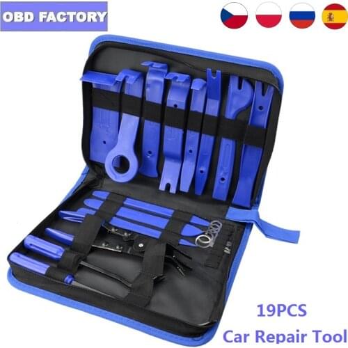 DIY Car Repairing Tool Kit Hard Plastic Auto Radio Panel Trim 19PCS Car Pry Disassembly Tool Car Dashboard Removal Set