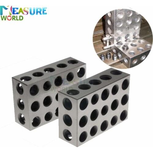 23 holes Precision 25-50-75mm Blocks 1pair(2pcs), parallel clamping block set, steel block 23 Holes 1-2-3" block gauge