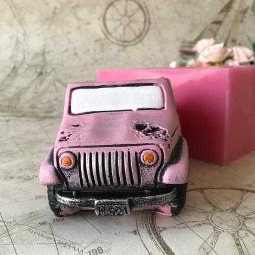 Garden Decorating Cement 3D Car Planter Silicone Molds DIY Clay Flower Pot Making Concrete Mould