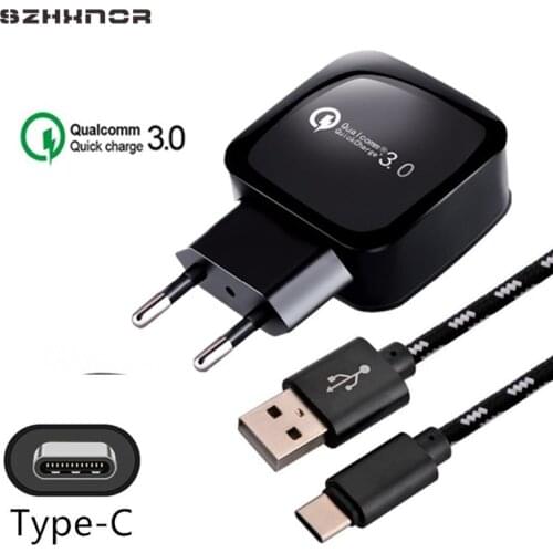 5V 2.4A/9V 1.8A/12V 1.5A USB Travel Charger Portable Wall Adapter + USB Type C USB for Huawei P20 Lite Nova 2s Plus Honor 10 9