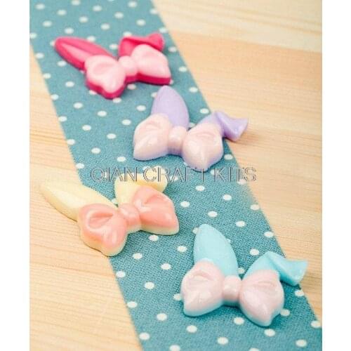 80pcs big Kawaii Rabbit Bunny Ear Bow tie cabochon decoden resin deco embellishment Scrapbook 42mm big easter bunny