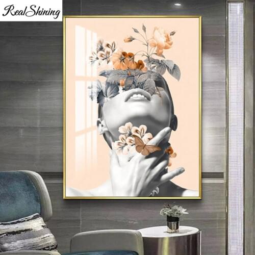 Full square Diamond Painting Nordic woman flower patterns bead embroidery cross stitch kit diamant painting Children puzzle F691