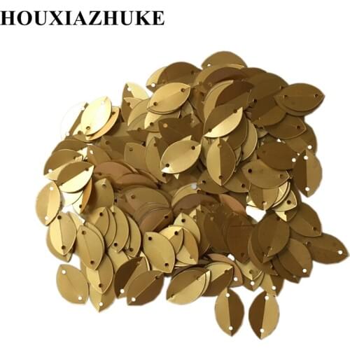 9*15 mm dull gold or silver base gold or black flexed leaf sequins 3000 pcs per lot for formal dress appliques decorations