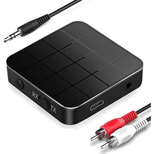 Bluetooth 5.0 Transmitter Receiver RCA Wireless Adapter Stereo Audio 3.5mm Aux Jack Adapters for TV Car Kit with Control Button