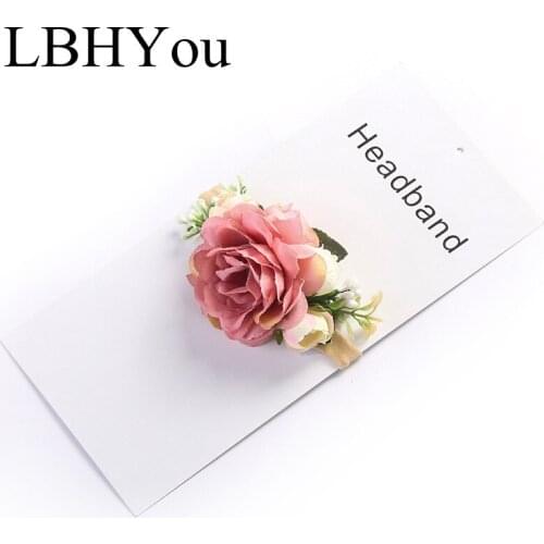 Baby Hair Accessories Handmade Articifical Flowers Nylon Headbands Newborn Infants Fake Flowers Nylon Hairbands Photo Props Gift