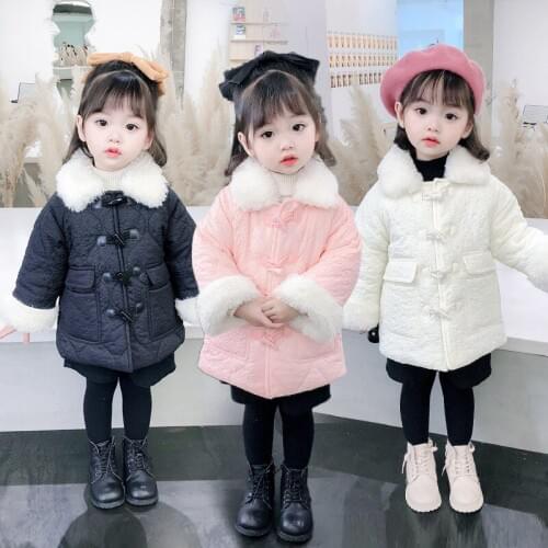 Baby Girl Denim Jacket Plus Fur Warm Toddler Childrens Winter Girls Cotton Padded Clothes Babys Thickened Cotton Padded Coat