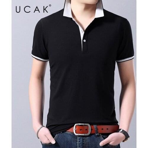 UCAK Brand Classic Solid Color Turn-Down Collar T Shirt Men Clothes Summer NEW Arrival Streetwear Casual Tshirt Male Homme U5449