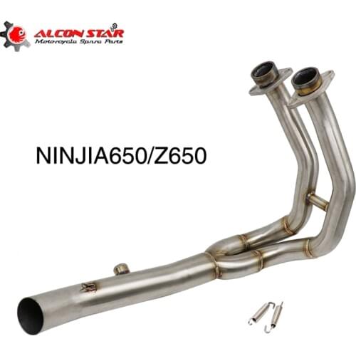 Alconstar- 50.8mm Motorcycle Exhaust Muffler Pipe System Middle Link Pipe Slip On For Kawasaki NINJIA650 Z650 Racing