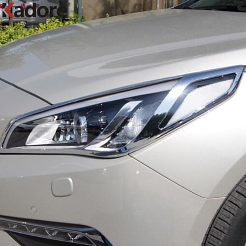 Chrome Front Head Light Lamp Cover Trim Headlight Shade Hood For Hyundai Sonata 2015 2016 Car Styling