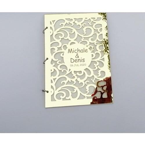 Custom Guest Book Love Symbol Wedding Signature Personalized Mirror Front Cover Bride and Groom Dream Party Decor Gift Favors