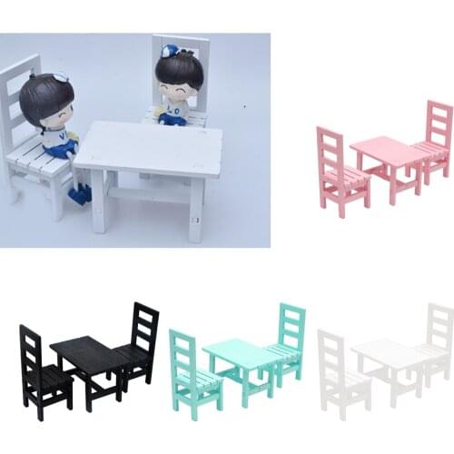 Miniature Wooden Oblong Table And Chair Kits for 1/6 Dollhouse Accessories