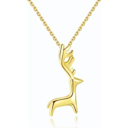 MetJakt S925 Sterling Silver Fashion Deer Womens Pendant Necklace