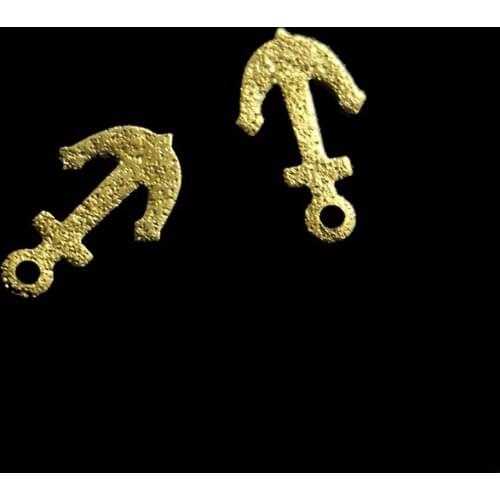 Fashion Brass Accessories Frosted Single Hole One Piece Caribbean Anchor Earrings Necklace Pendant Clavicle Pendant 8*13mm