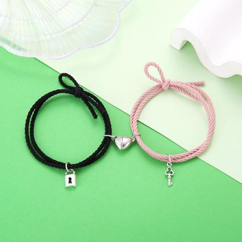 Fashion Magnet Paired Bracelet For Lovers Distance Couple Bracelet Women Men Braided String Brazalete Minimalist Jewelry Gift