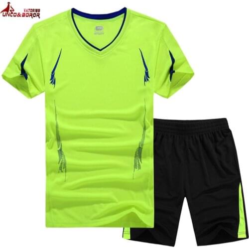 Tracksuit Men M~9XL Summer Mens Sets T Shirts+shorts Two Pieces running sport suit Male joggering volleyball Sportswear clothes