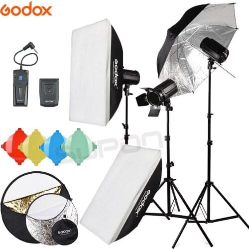 Godox Strobe Studio Flash Light Kit 120DI 3*120Ws Photographic Lighting Strobes Light Stands Triggers Soft Box Reflector