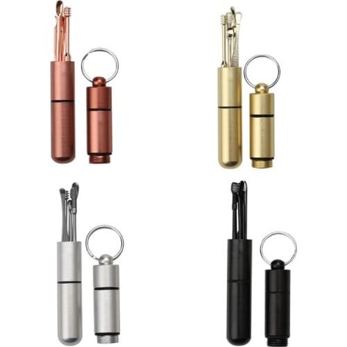 6Pcs Stainless Steel Earpick Set Ear Wax Curette Remover Spring Spiral Spoons Cleaning Tool with Waterproof Keychain Storage Box