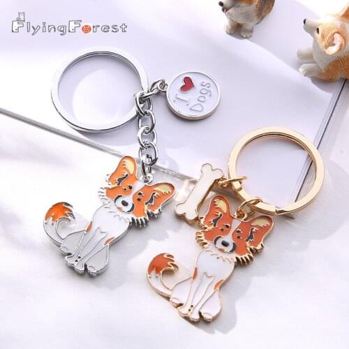 New Papillon Pet Key Chain Popular Metal Keychains DIY Pendants Gift Can Wholesale Car Key Ring Keychains Woman Chains For Men