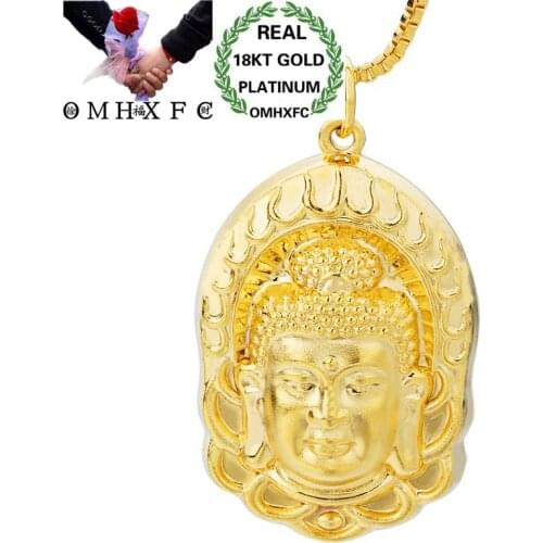 OMHXFC Wholesale European Fashion Woman Man Unisex Party Birthday Wedding Gift Bodhisattva 18KT Real Gold Charm Pendant PN02