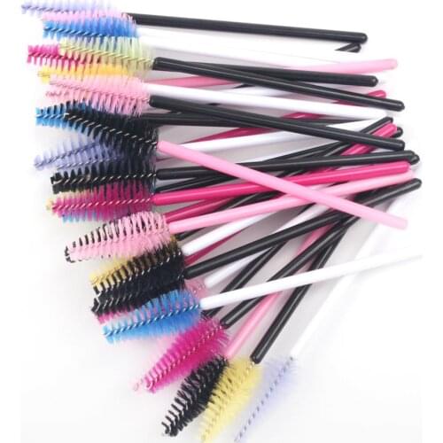 50pcs/lot Mascara Wands Bulk Disposable Eyelash Brushes for Extensions Brush Tool Kit for Women Accessories Red/Yellow/Pink