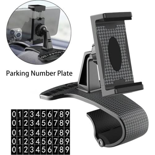 Car Dashboard Phone Holder Stand With Parking Number Plate Universal GPS Car Navigation Support For iPhone Samsung Xiaomi Mount