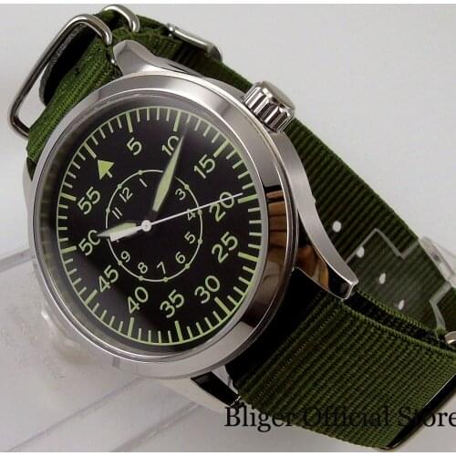 Simple Sterile Mechanical Self Winding Luminous Men Watch 21 Jewels MIYOTA 8215 Nyon Band Glass Back