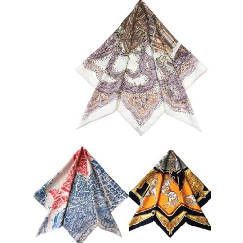 Babel Silk Scarf Hand Rolled Edges Silk Twill Scarf 90*90cm 100% Mulberry-Silk Scarf Top Womens Designer Twill Silk Scarf 90cm