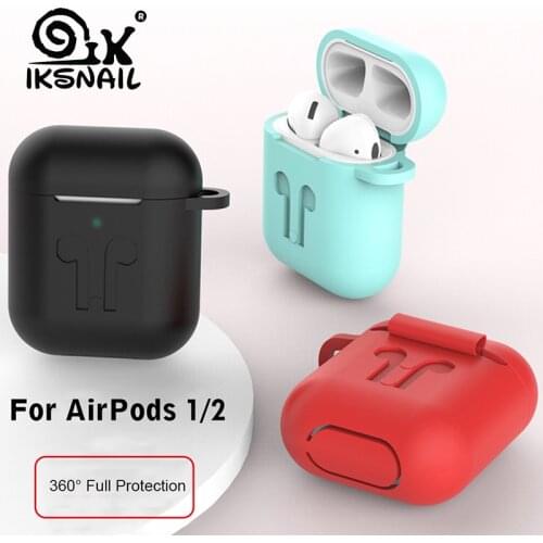 IKSNAIL Silicone Case Cover For Apple Airpods Headphones Pouch Shockproof Earphone Anti Lost Cover for Air Pods 1 2 Accessories