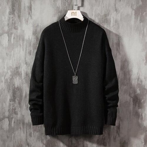 MenS Black Sweaters Spring Autumn Winter Clothes 2020 Pull OverSize M-4XL 5XL Korea Style Casual Standard Pullovers
