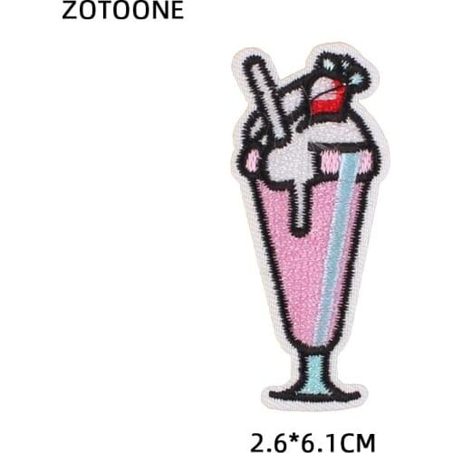 ZOTOONE Iron on Drink Ice Cream Patch for Clothing T-shirt Patches Heat Transfer Diy Applique Embroidered Applications Fabric G