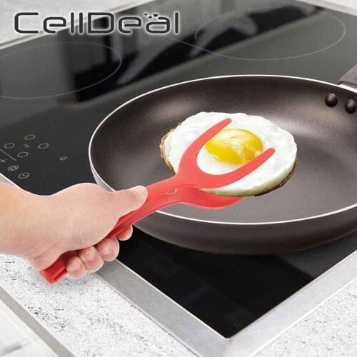 2 In 1 Fried Egg Turners Multipurpose Food Clip High Temperature Resistant Nylon Material Non-stick Spatula Kitchen Accessories