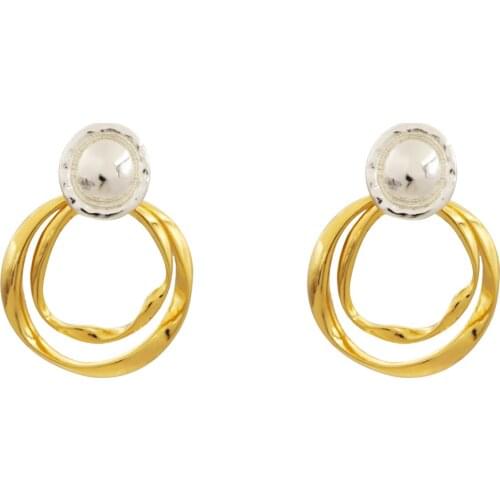 V&R New Arrival Simple 2-Colors Fashion Summer Eardrop for Women S925 Post Double Hoop Piercing Earrings Jewelry ED2012003