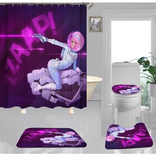Waterproof Bathing Bathroom Shower Curtain Set Non-Slip Bath Mat Rug Carpet Sets Toilet Cover Home Decor Bathroom Decor