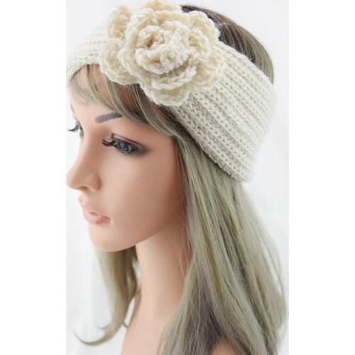 Flower Knit Headband Winter Warm Head Band Cross Knotted Earmuff Turban Hair Bands Women Hair Ribbon Elastic Hair Accessories