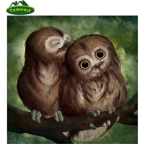 YUMEART 5D Diy Full Square Drill Diamond Painting Cross Stitch Couple Owl Rhinestones Embroidery Home Mosaic Decor Gift