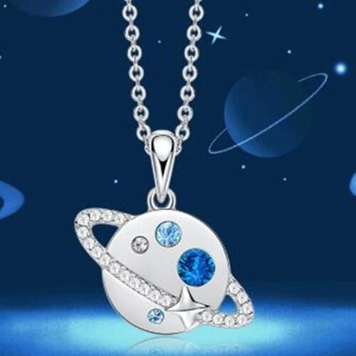 Exquisite Fashion Mini Zircon Planet Pendant Necklace Beautiful Bride Wedding Jewelry Gift